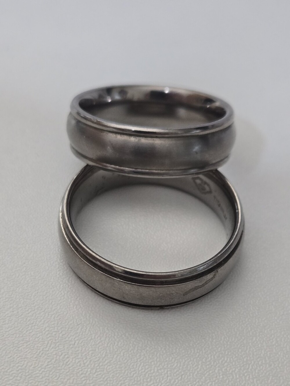 Two Titanium Silver Rings Size 10 & Size 9